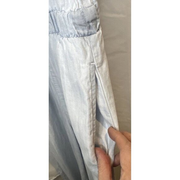 CLOTH & STONE Blue Lightwash Halter Neck Cropped Wide Leg Jumpsuit Pockets Sz XS - Picture 5 of 16